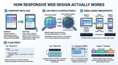 How Responsive Web Design Works: Viewports, Breakpoints & Fluid Layouts